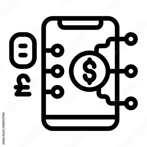 icon mobile coin with style outline