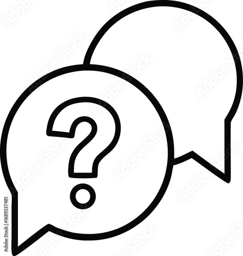 discussion with question mark outline icon