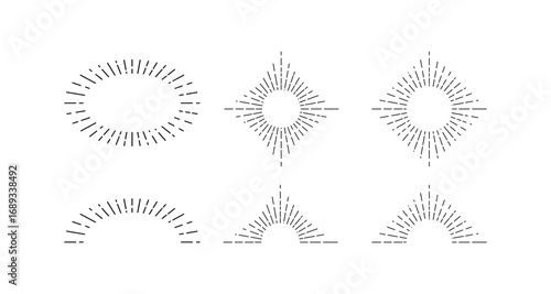 Minimalist geometric sunburst and radiant line art designs for artistic creations