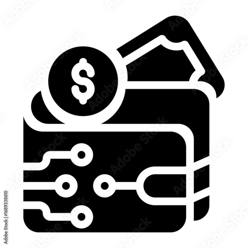icon wallet coin with style glyph