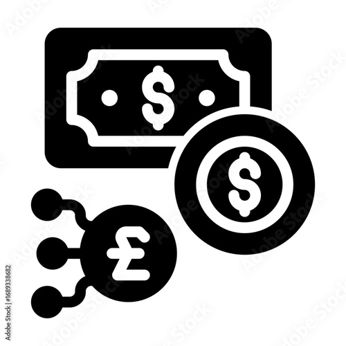 icon money coin with style glyph