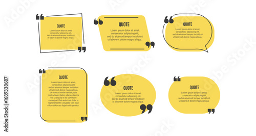 Modern yellow quote bubbles with bold accents for creative text display