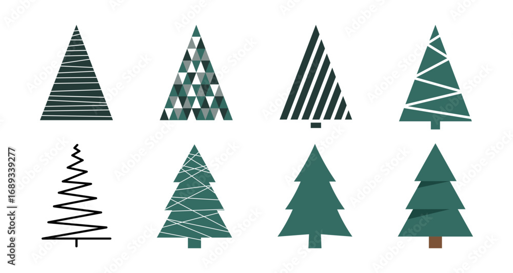 Obraz premium Modern geometric pine trees collection for winter designs