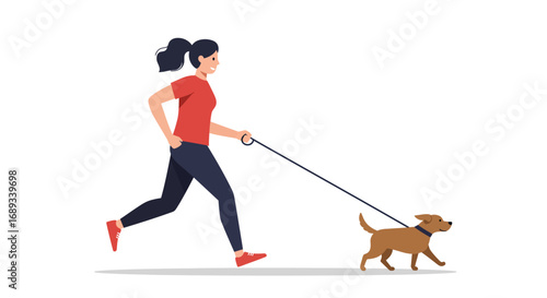 Brown Dog on Leash Walking with Owner.