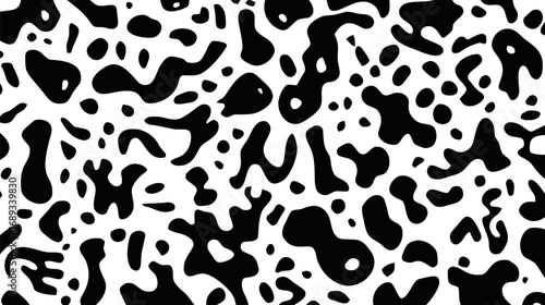 Abstract black and white cow print pattern with irregular shapes. Vector illustration