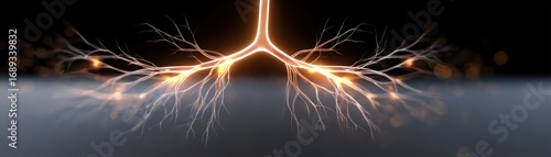 Wallpaper Mural Illuminated branches resembling neural connections, against a dark background, creating a visually striking, abstract representation of networks or pathways. Torontodigital.ca