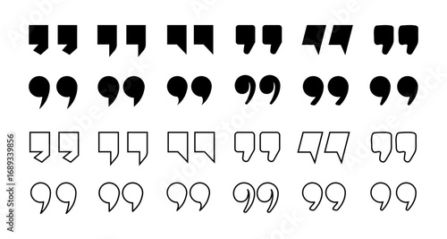 Diverse quotation mark styles collection in bold and linear design
