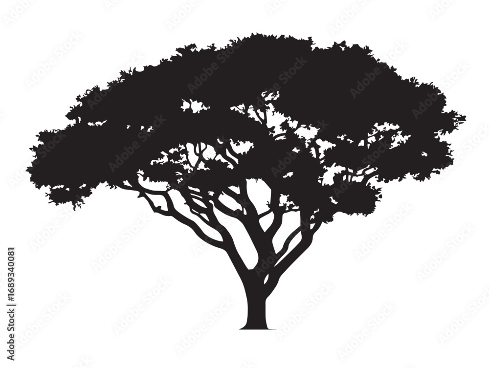 Fototapeta premium Clean minimalist simple tree solid silhouette artwork