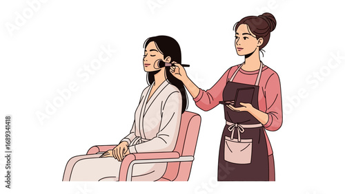 Skilled hairstylist carefully cuts and styles long dark hair for a seated client in a salon setting