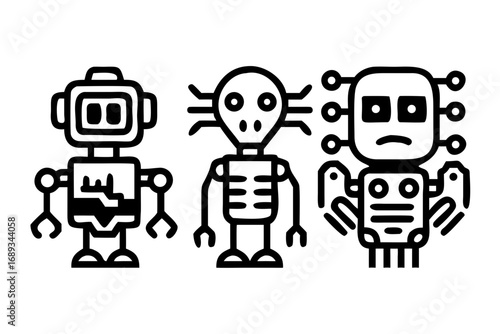 Three robots standing next to each other