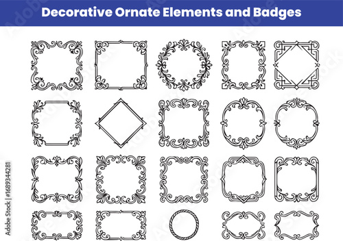 Icon Set Decorative Ornate Elements and Badges