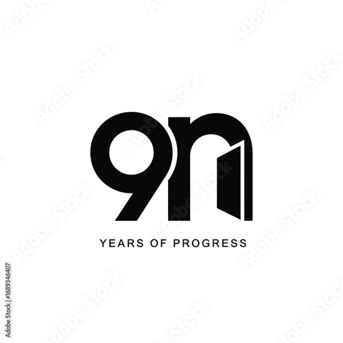 90 Years of Progress logo with stylized number and open door.