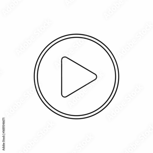 Play button in outline style on white background. Modern play button design and minimalist illustration. Play button interface for web design, applications,