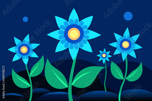 yellow flower on blue background