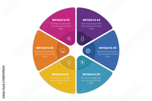 6th step circle infographic design vector, modern design template for infographics
