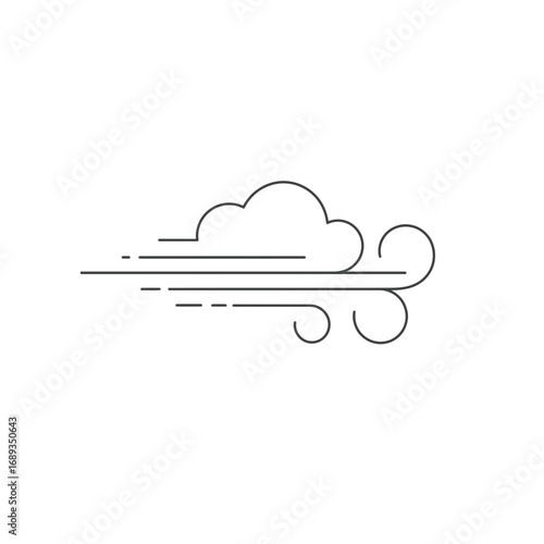 Line Art Illustration of Wind and Cloud