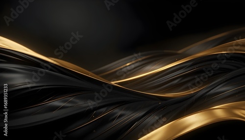 Luxury minimalist wallpaper with black gradient and golden metallic stripes