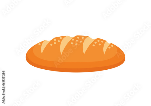 Freshly baked golden brown artisan bread loaf with scoring detailed illustration