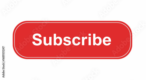 Subscribe button in red with rounded corners, simple and clear. Subscribe graphic on white background is ideal for social media. Subscribe, stay informed and connected with social media.