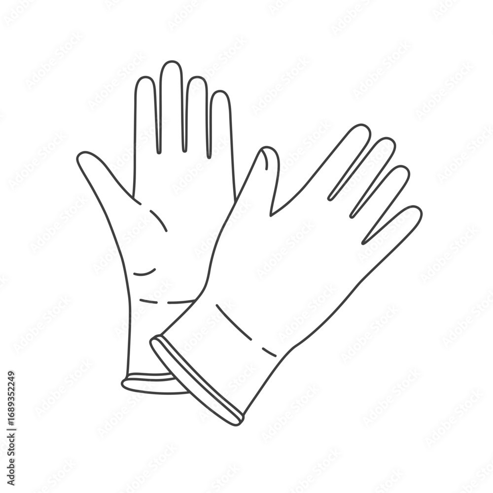 Fototapeta premium Line Drawing of Two Gloves