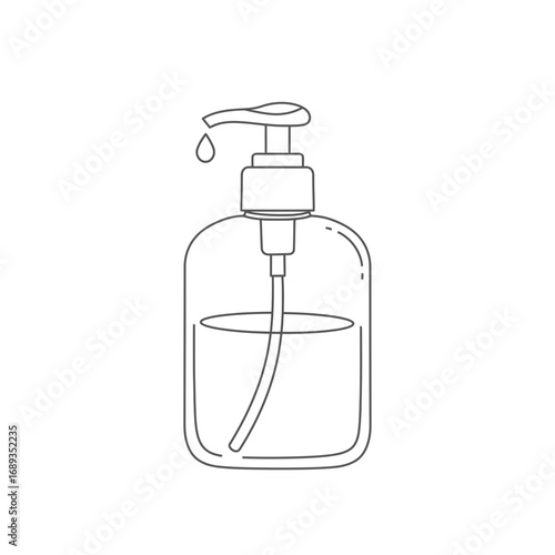 Line Drawing of Pump Bottle Dispenser