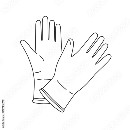 Line Drawing of Two Gloves