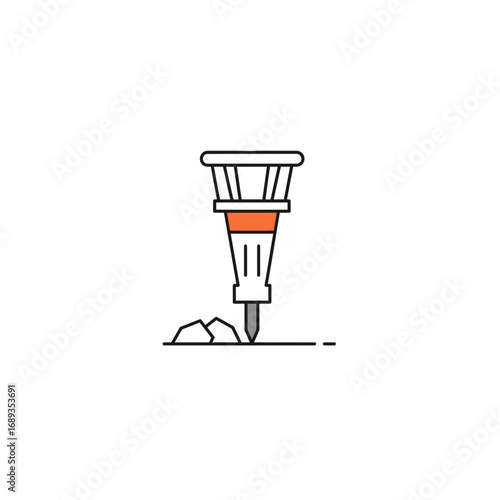 Orange and White Pneumatic Jackhammer Icon Illustration