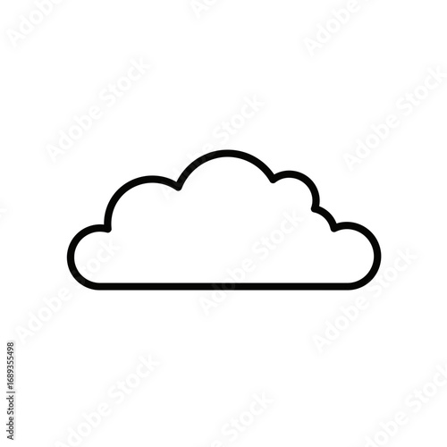 Simple Black Line Drawing of a Cloud on White Background