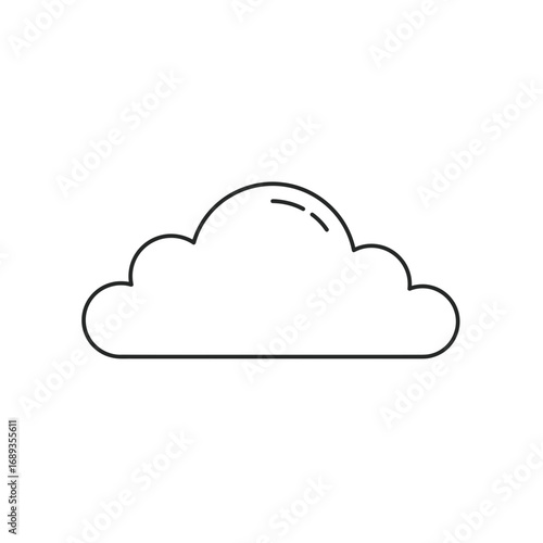 Simple Line Art Cloud Icon on White Background