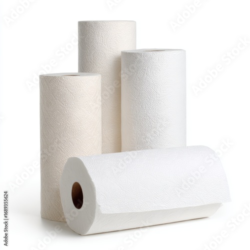 A close-up of paper towels of different sizes and shapes. The towels are clean and ready for use. 