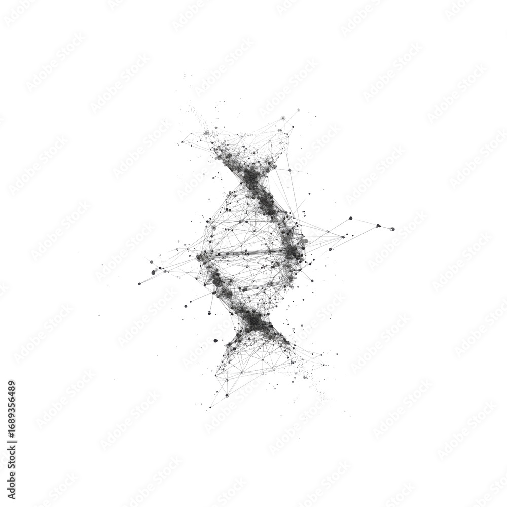 Obraz premium Abstract DNA Structure Network of Connections and Genetic Code