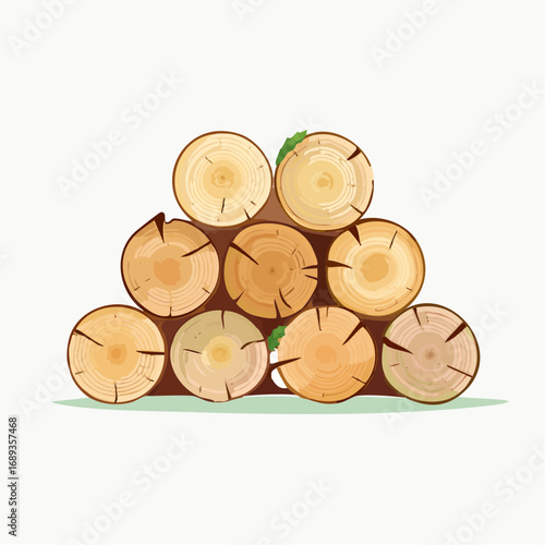 Tas de bûches de bois, arrière plan blanc