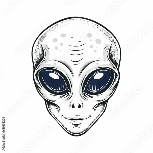 Sublime visage d'alien en gros plan monochrome, extraterrestre