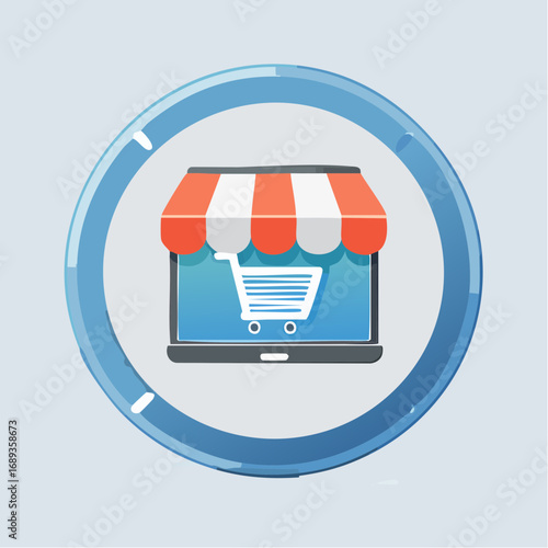 Pictogramme coloré, commerce en ligne, internet, achat, e-commerce