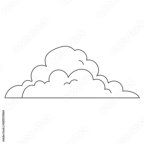 Simple Line Drawing of a Fluffy Cloud Bush