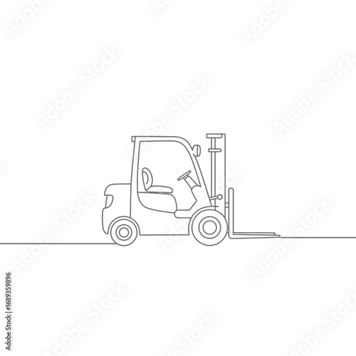 Simple Line Drawing of a Forklift
