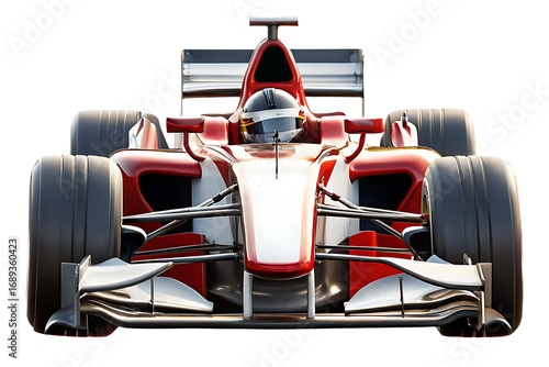 Red and White Formula 1 Race Car Front View Isolated formula 1 car f1 race car isolated on a transparent background