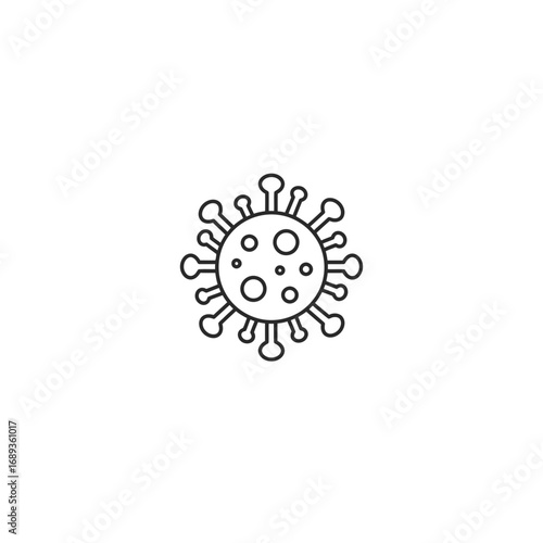 Simple Line Drawing of a Virus Particle on White Background
