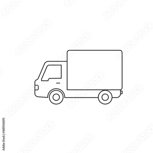 Simple Line Drawing of Delivery Truck