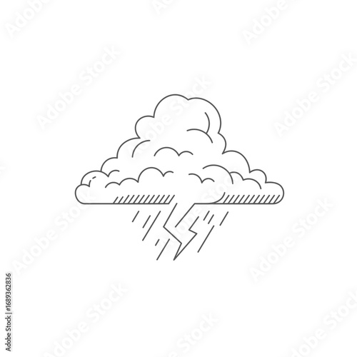 Sketch of a Thundercloud with Rain and Lightning