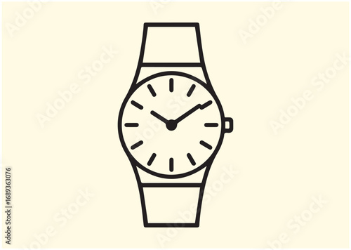 Classic wrist watch Line art Vector design