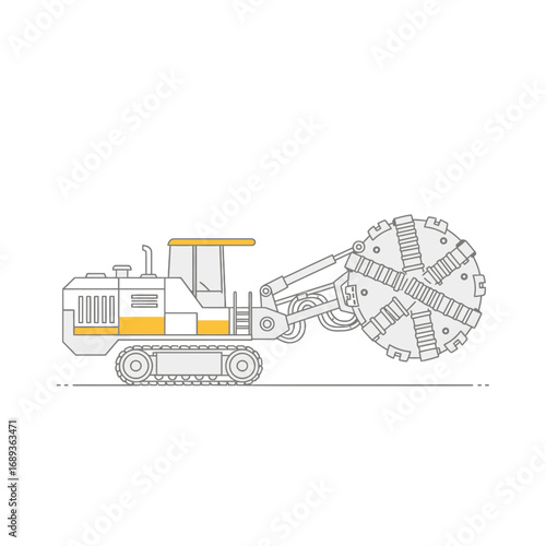 White and Yellow Industrial Trencher Machine Illustration