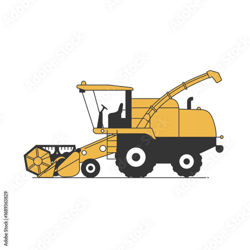 Yellow and Black Agricultural Harvester Illustration