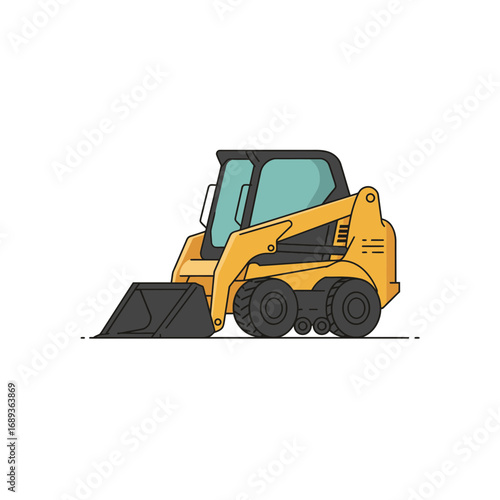 Yellow and Black Skid Steer Loader Illustration