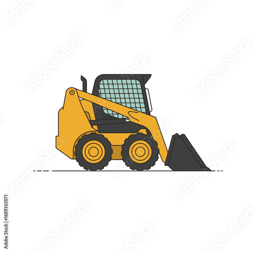Yellow And Black Skid Steer Loader Illustration