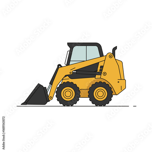 Yellow and Black Skid Steer Loader Illustration