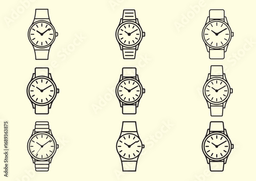 Classic wrist watch Line art Vector design
