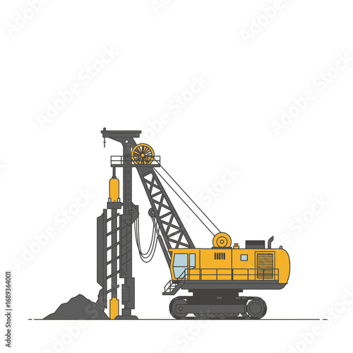 Yellow and Gray Industrial Drilling Machine Illustration