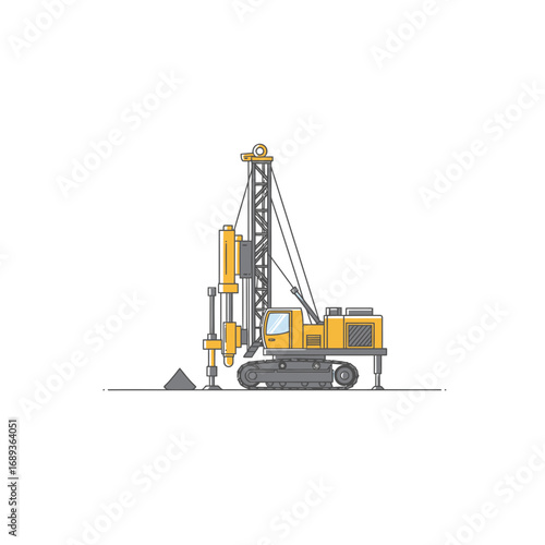 Yellow and Gray Pixel Art Drilling Rig on Tracks