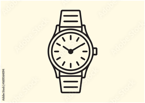 Classic wrist watch Line art Vector design